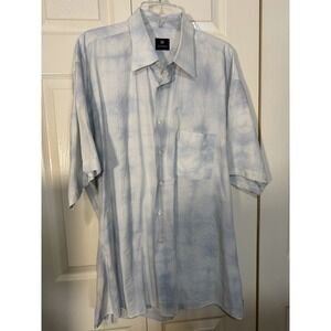 Marcello Men's Button Down Sport  Blue/White Tye Dye Shirt Size 1X
